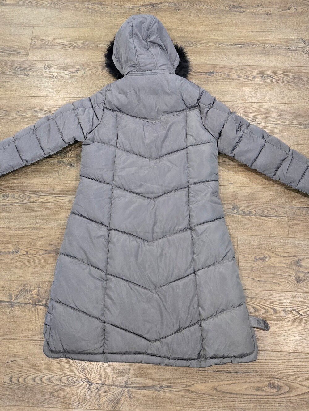 Big Chill | Gray Long Hooded Puffer Coat Size Large - Picture 3 of 13